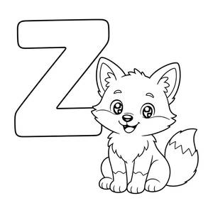 Ausmalbild Buchstabe Z: Z de zorro (Fuchs)