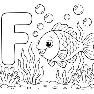 F is for Fish Coloring Page