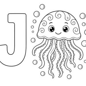 J is for Jellyfish Coloring Page