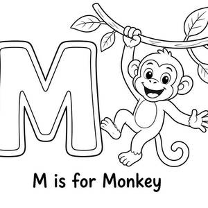 M de Macaco - Desenho para colorir