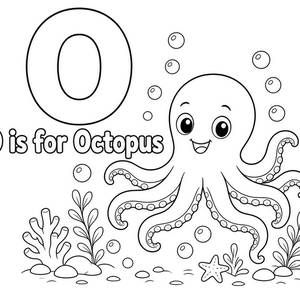 O is for Octopus Coloring Page