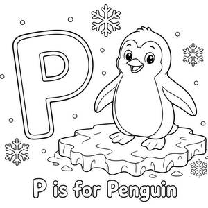 P comme Pingouin - Coloriage