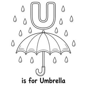 U wie Regenschirm - Ausmalbild