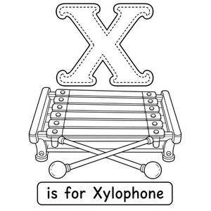 X wie Xylofon - Ausmalbild