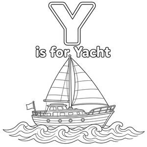 Y wie Yacht - Ausmalbild
