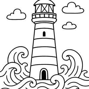 Página para Colorir do Farol para Crianças