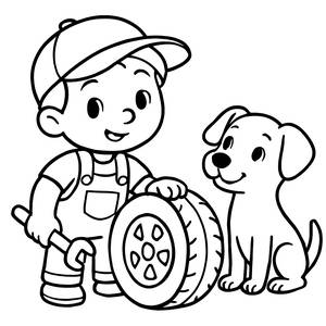 Página para Colorir do Pequeno Mecânico