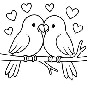 Lovebirds Coloring Page for Valentine's Day