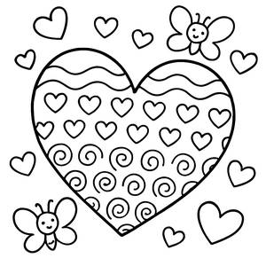 Charmante Herzmuster Ausmalbild