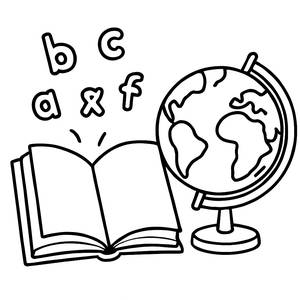 Página para Colorear de un Libro Mágico y un Globo