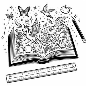 Malbuchseite mit Magischen Kreaturen