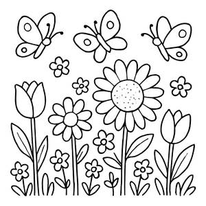 Zauberhafte Blumenfeld Ausmalbild