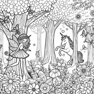 Pagina da Colorare della Foresta Magica