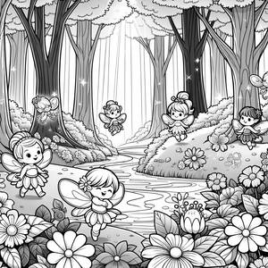 Pagina da Colorare della Foresta Magica