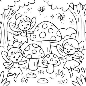 Página para Colorear del Bosque Mágico con Hadas