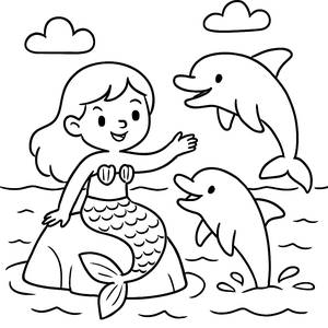 Pagina da Colorare della Sirena Magica