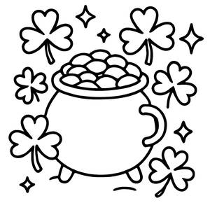 Page à Colorier: Pot d'Or Magique