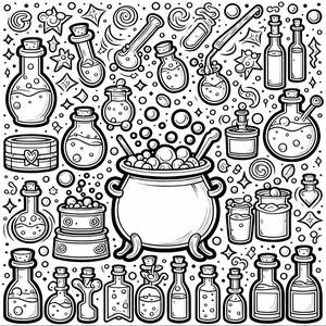 Página para Colorear de Hechizos y Pociones