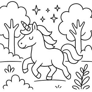 Magical Unicorn Coloring Page