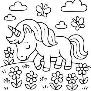 Magical Unicorn Coloring Page