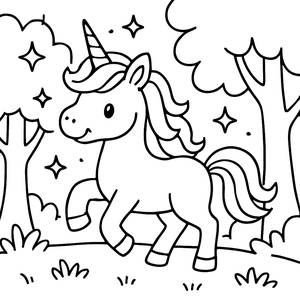 Pagina da Colorare di Unicorno Magico