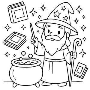 Magical Wizard Coloring Page