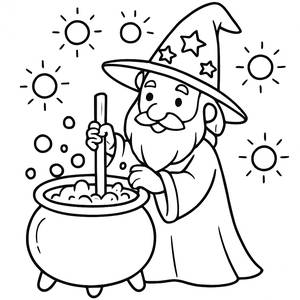 Magical Wizard Coloring Page