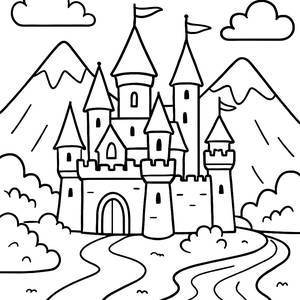 Majestic Castle Coloring Page