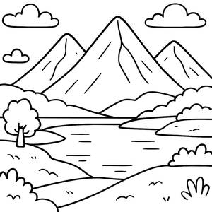 Pagina da Colorare delle Montagne Maestose