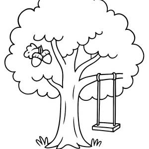 Majestic Oak Tree Coloring Page