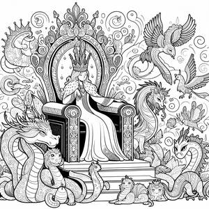Pagina da Colorare della Regina Maestosa