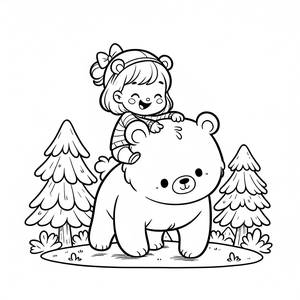 Page à Colorier Masha et l'Ours : Amusement dans la Forêt