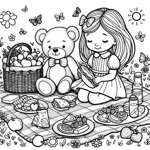 Page à Colorier Masha et l'Ours en Pique-Nique