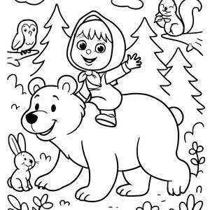 Ausmalbild Masha und der Bär