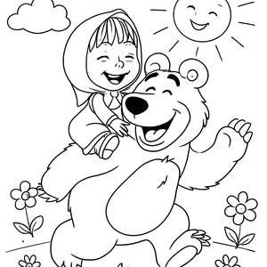 Masha and the Bear Coloring Page Fun