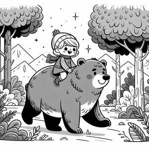 Pagina da Colorare di Masha in Sella all'Orso