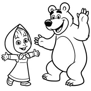 Masha's Playful Dance Coloring Page