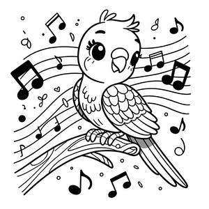 Page à Colorier de Perroquet Mélodique