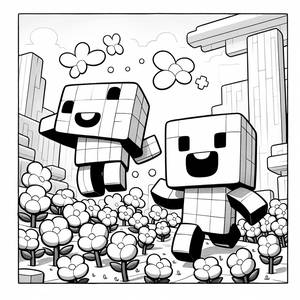 Pagina da Colorare di Creeper e Enderman di Minecraft