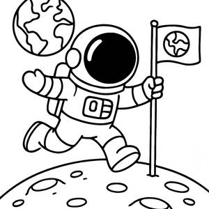 Moon Bouncing Astronaut Coloring Page