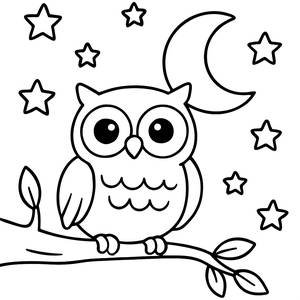 Moonlit Owl Coloring Page