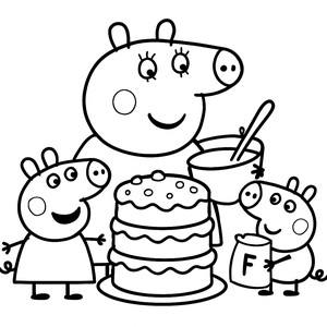 Mummy Pig's Giant Cake Coloring Page