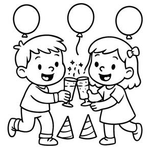 New Year Celebration Coloring Page