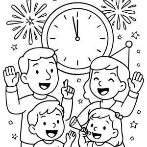 Färbeblatt für den Countdown zum Neuen Jahr