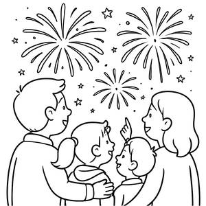 Malvorlage Feuerwerk zum Neujahr