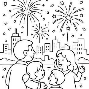 Malvorlage zu Neujahrsfeuerwerken