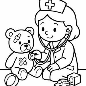 Nurse Check-Up Coloring Page