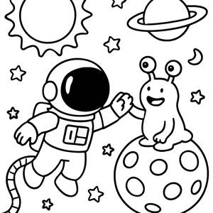 Página para Colorear: Astronauta en el Espacio