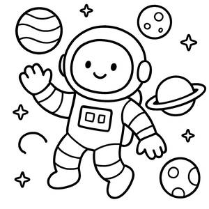 Página para Colorear de Astronauta en el Espacio
