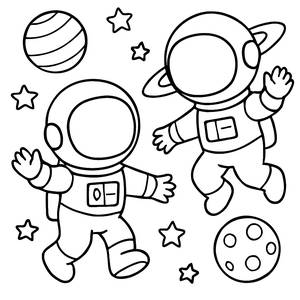 Astronautes dans l'Espace: Page à Colorier